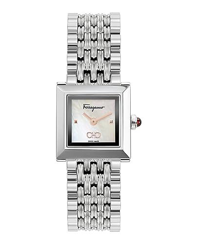 Ferragamo Square Luxury Women's Silver Bracelet Watch