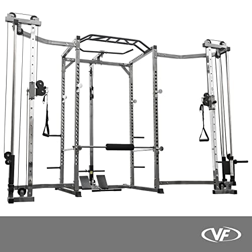 Valor Fitness Power Rack with LAT Pull and Cable Crossover