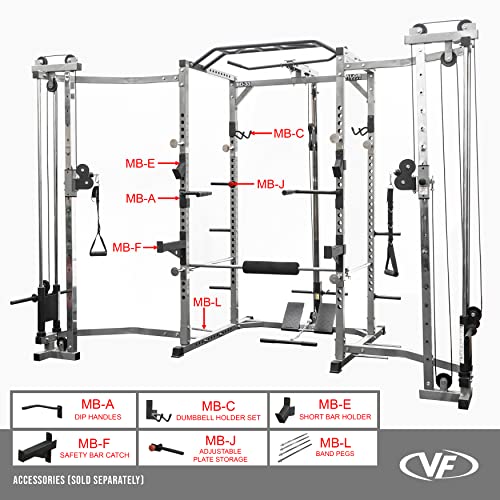 Valor Fitness Power Rack with LAT Pull and Cable Crossover