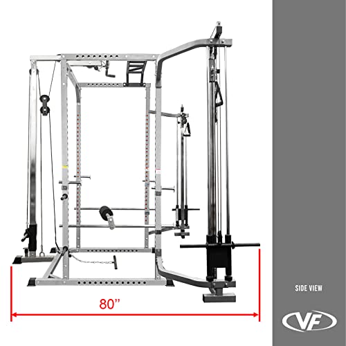 Valor Fitness Power Rack with LAT Pull and Cable Crossover