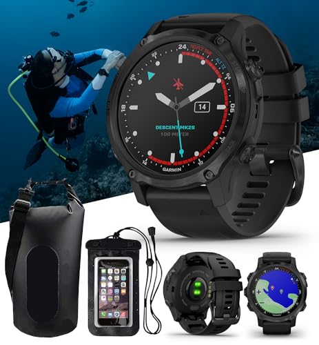 Garmin Descent Mk2S Dive Computer Watch Bundle - Carbon Gray DLC/Black