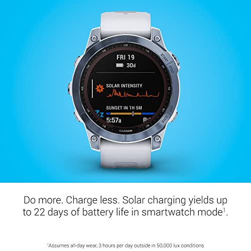 Garmin fenix 7 Sapphire Solar Adventure Smartwatch - Mineral Blue