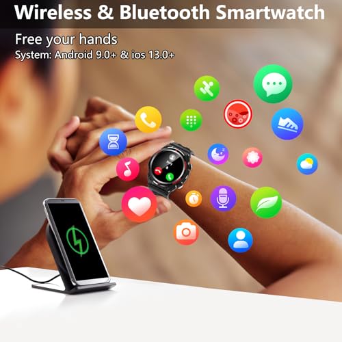 Unisex Military Smart Watch, IP68 Waterproof, Bluetooth Fitness Tracker