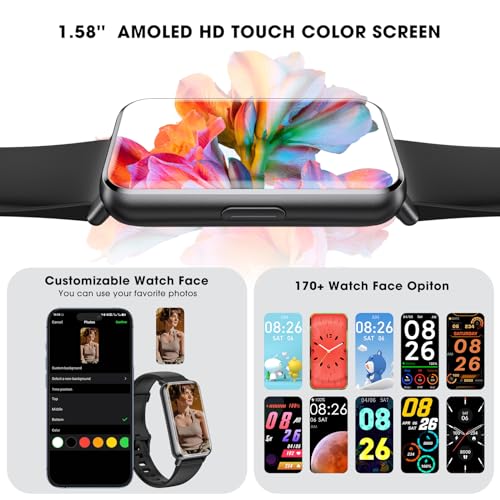 Unisex Fitness Tracker, AMOLED Screen, Heart Rate, Sleep, Waterproof