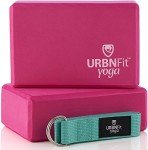URBNFit Yoga Blocks Set with Strap - 2 Pack