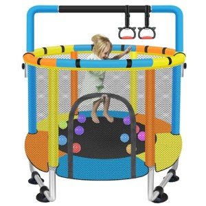 55'' Mini Trampoline with Enclosure for Kids