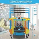 55'' Mini Trampoline with Enclosure for Kids