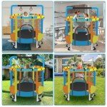 55'' Mini Trampoline with Enclosure for Kids