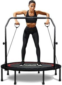 RAVS Foldable Mini Trampoline with Adjustable Handle