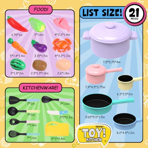 GILOBABY Kids Play Kitchen Accessories Set - Pink