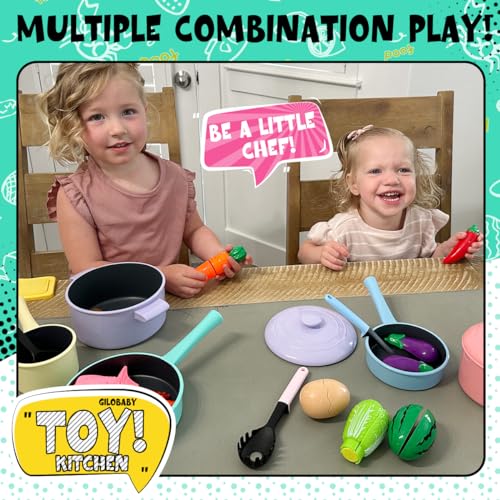 GILOBABY Kids Play Kitchen Accessories Set - Pink