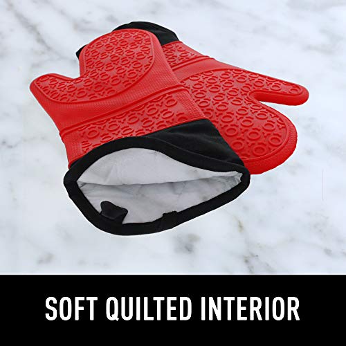 Elbee Home Heat-Resistant Oven Mitts with Bonus Pot Holder