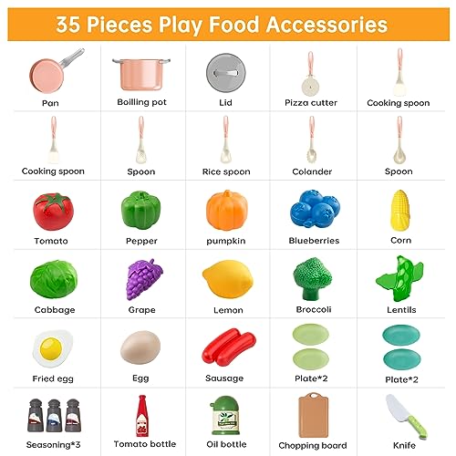 JokerKing 35-Piece Kids Pretend Kitchen Playset