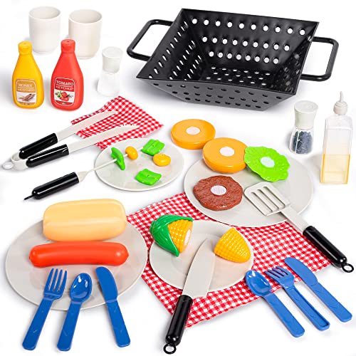 34-Piece Kids BBQ Grill Playset and Accessories