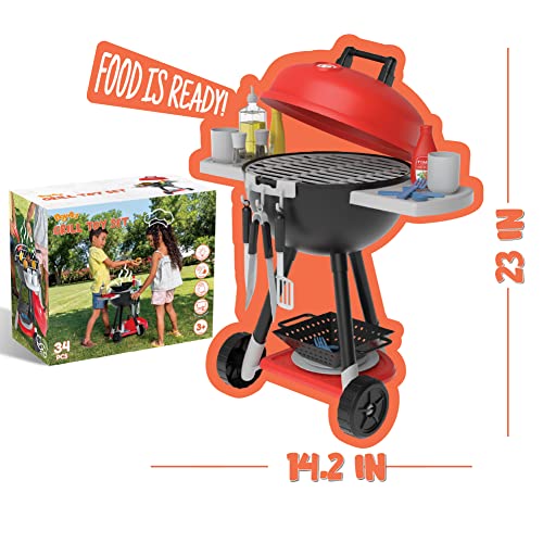 34-Piece Kids BBQ Grill Playset and Accessories