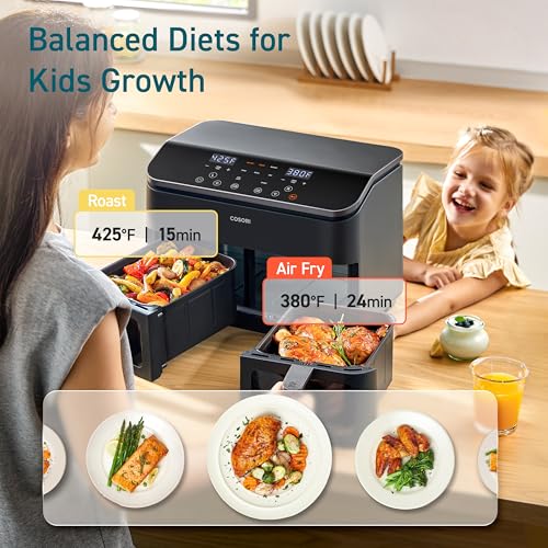 COSORI 9Qt Dual Basket Air Fryer with Recipes