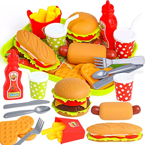 FINGOOO Pretend Play Food Set for Kids