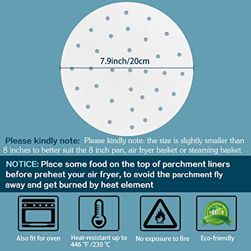 200 ct 8" Air Fryer Perforated Parchment Paper