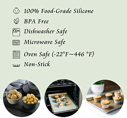 Silicone Baking Cups Cupcake Liners, 12 Pack Non-Stick