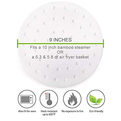 Vancens 100-pack Bamboo Steamer Liners for Air Fryers