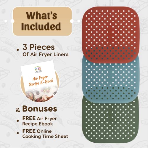 Silicone Air Fryer Liners (3 Pack) - Non Stick Mats