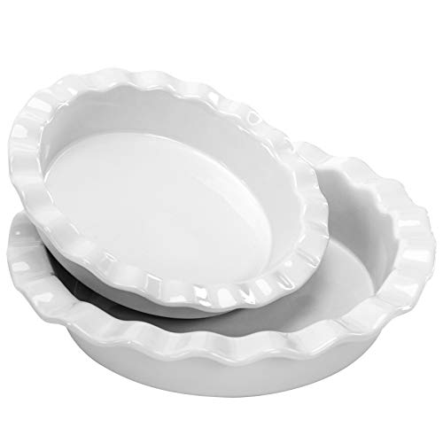 Hompiks Porcelain Pie Pans Set, 8" and 6