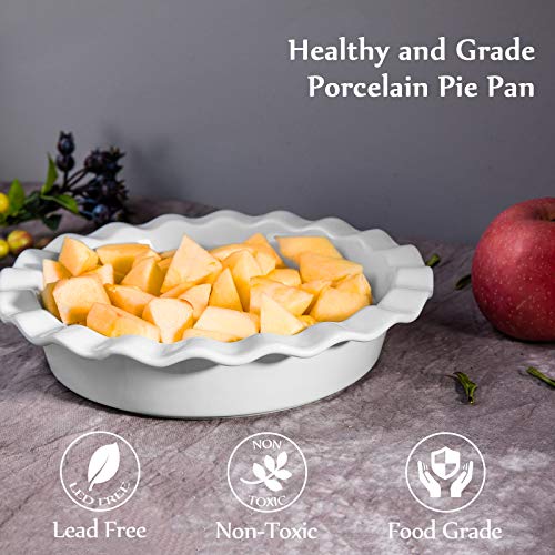 Hompiks Porcelain Pie Pans Set, 8" and 6