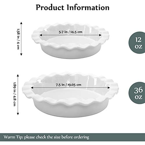 Hompiks Porcelain Pie Pans Set, 8" and 6