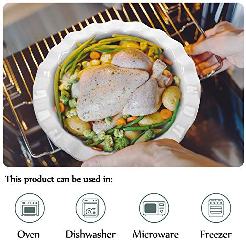 Hompiks Porcelain Pie Pans Set, 8" and 6