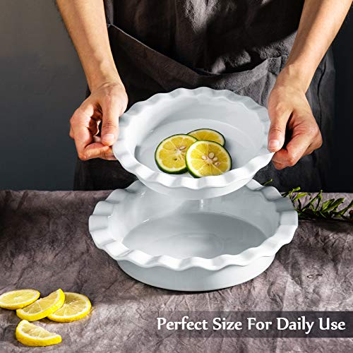 Hompiks Porcelain Pie Pans Set, 8" and 6