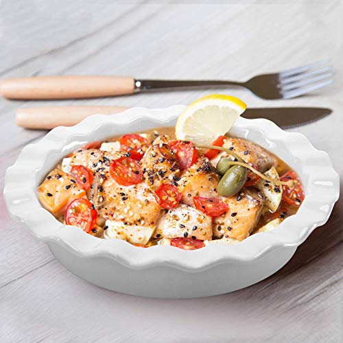 Hompiks Porcelain Pie Pans Set, 8" and 6