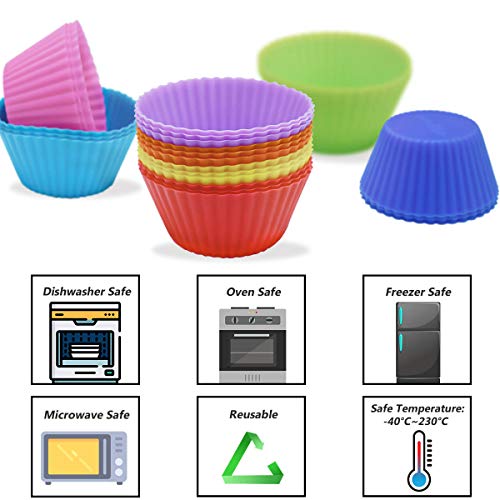 Silicone Baking Cups Set: 24 Reusable Non-Stick Liners