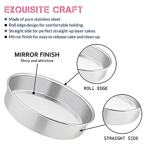 Stainless Steel Round Cake Pan Set, Non-Toxic & Healthy