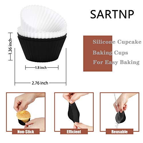 24 Pack Reusable Silicone Cupcake Baking Cups, Non-Stick
