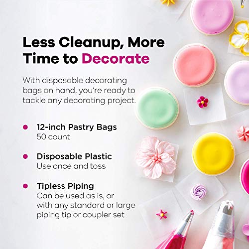 50-Pack Wilton 12" Disposable Cake Decorating Pastry Bags