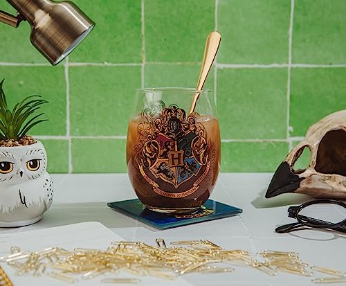 Hogwarts Crest Stemless Glass in Silver Buffalo, 20oz