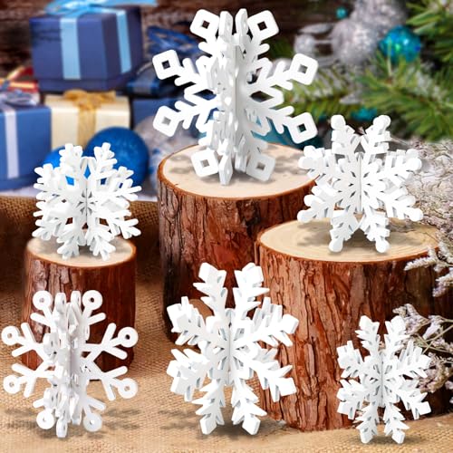 Snowflake Christmas Table Decorations Set - White Wooden