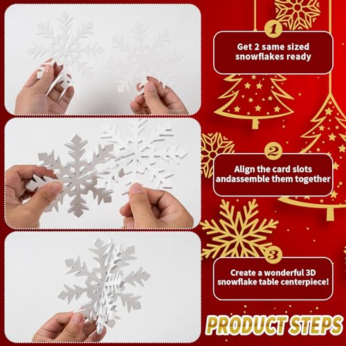 Snowflake Christmas Table Decorations Set - White Wooden