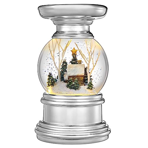 Log Cabin Snow Globe with Candle Holder