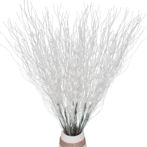 Sparkling Christmas Tree Glitter Berry Stems – Set of 10