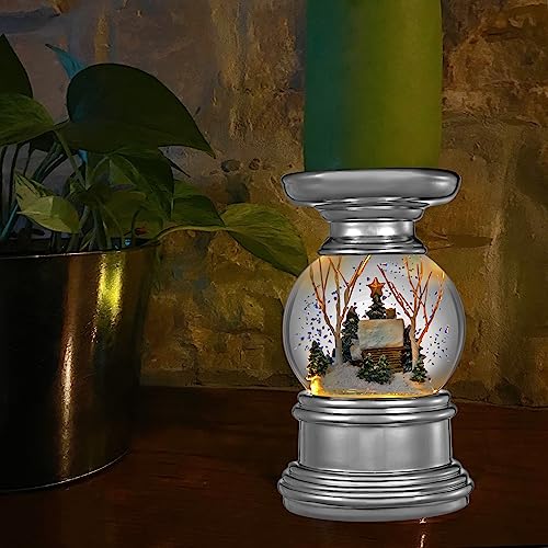 Log Cabin Snow Globe with Candle Holder