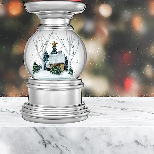 Log Cabin Snow Globe with Candle Holder