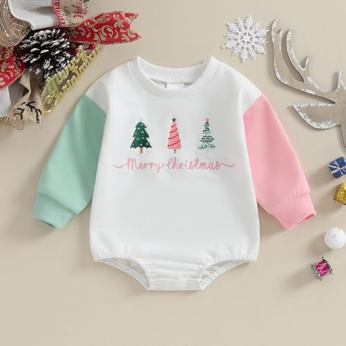 Christmas Onesie: Baby Sweatshirt Romper with Winter Tree
