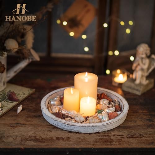 Christmas Candle Plate Holder: Round Wooden Decorative Tray