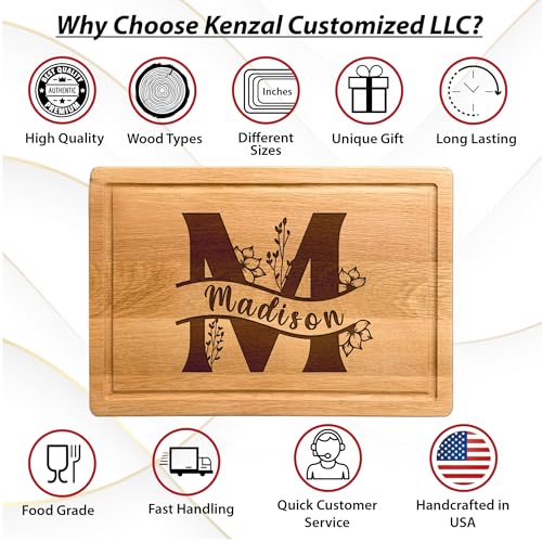 Personalized Monogram Christmas Cutting Board - Made in USA