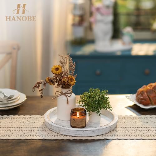 Christmas Candle Plate Holder: Round Wooden Decorative Tray