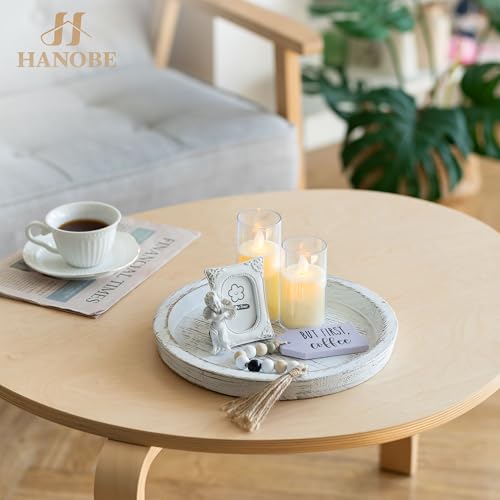 Christmas Candle Plate Holder: Round Wooden Decorative Tray