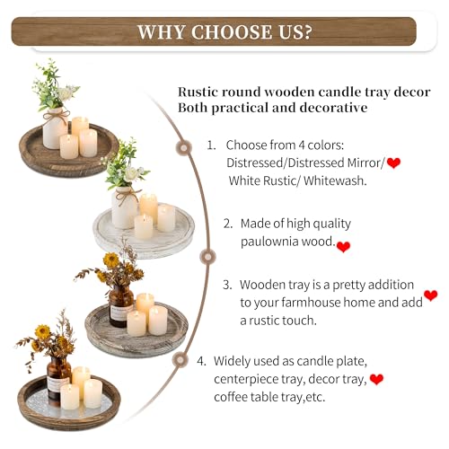 Christmas Candle Plate Holder: Round Wooden Decorative Tray