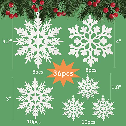 Christmas Snowflake Ornaments: 36pcs Variety of Sizes