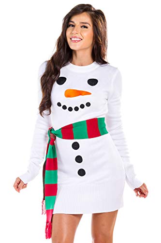 Festive Women's Snowman Ugly Sweater Dress: Medium